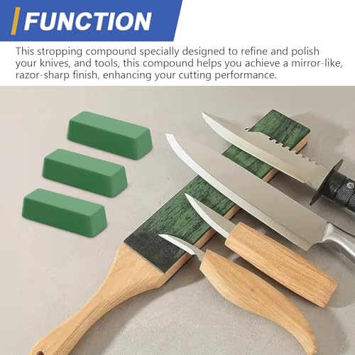 SCOTTCHEN Stropping Compound, 4 Oz, Fine Green Buffing Polishing Compound, Leather Strop Compound, Honing Compound for Knife Polishing-3Pack - size: 4 Oz. - Green Fine