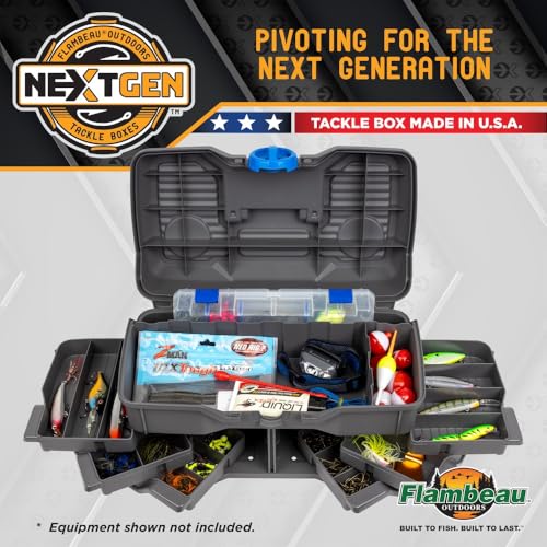 Flambeau Outdoors NextGen 6/0 Tackle Box, 6 Trays, 25-Piece Kit, Dark Gray