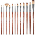 Nicpro 12pcs Paint Brush Set,Craft Paint Brushes for Acrylic & Oil Painting - color: Reddish Brown