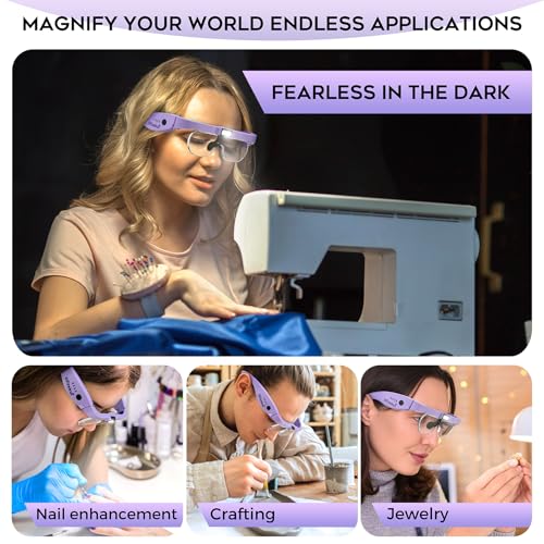 Dilzekui Magnifying Glasses w/Light,1.5X-5X Magnifying Glass Acrylic Lenses - color: Purple