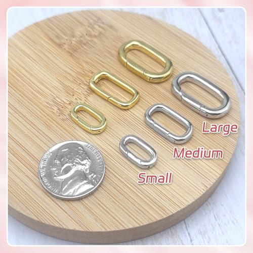 MKCYD 10Pcs Oval Clasp Tiny Carabiner Necklace Clasps and Closures - color: Silver, size: Large (0.90 × 0.50 × 0.12 in)