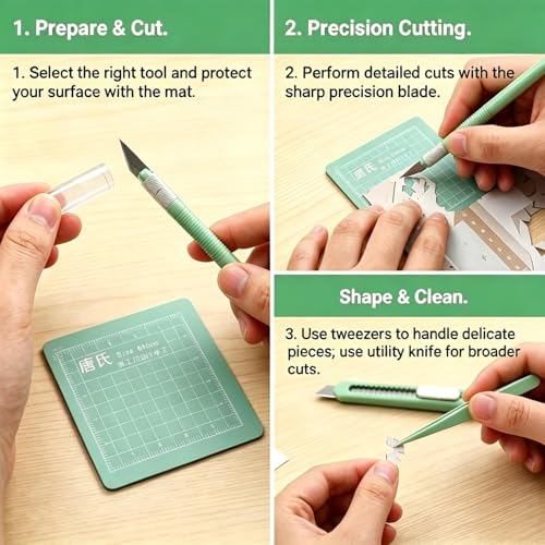 Scrapbooking Tools, Scrapbooking Supplies with Precision Knife, Cutting Mat, Sticker Tweezers and Cutter, Craft Tools Vinyl Weeding Tool Kit for Card Making Paper Craft DIY Art Projects