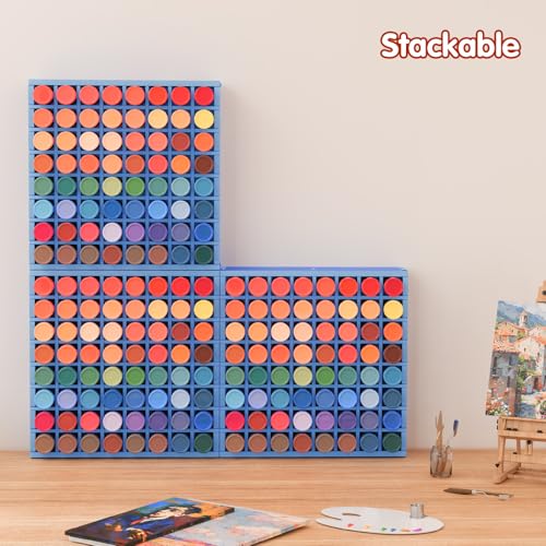 Krafetto 64-Grid Paint Organizer for 2 Oz Bottles, Wall Mount, Blue - color: 1pc blue paint rack