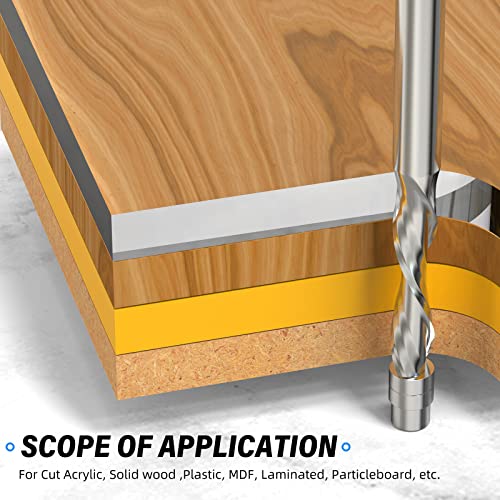 1/4-Inch Diameter Spiral Flush Trim Router Bits, Down-Cut Flush Trim Solid Carbide Spiral Router Bit 1/4-Inch Shank. - style: Down-Cut