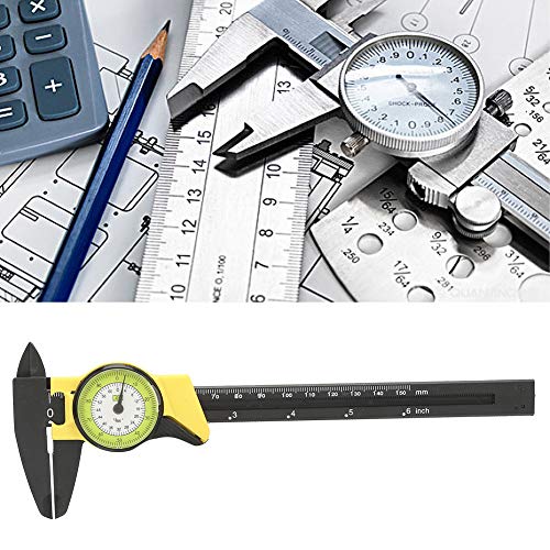 0-150Mm Plastic Dial Vernier, Caliper Measuring Tool Plastic Dial Caliper Caliper Ruler Roofessional Measure Tool (Yellow (Imperial))