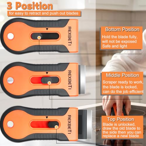 REXBETI Razor Blade Scraper Tool, Paint, Windows, Glass Stovetop Scraper - size: 8