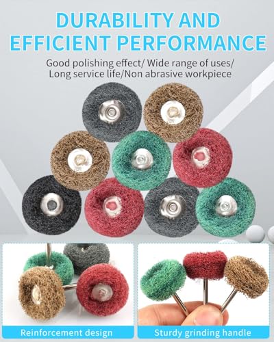 Rocaris 50 Pcs Abrasive Buffing Wheels, 1 inch, 1/8" Shank