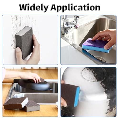 6 Pcs Sanding Sponge, 120-180 Grit, Wet Dry, Four Sided, Gray - size: Medium #120-180