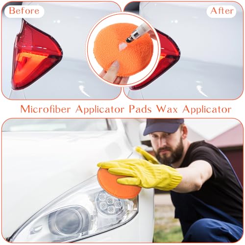 Tanlade 50 Pcs Microfiber Wax Applicator Pads 5 Inch, Orange - color: Orange