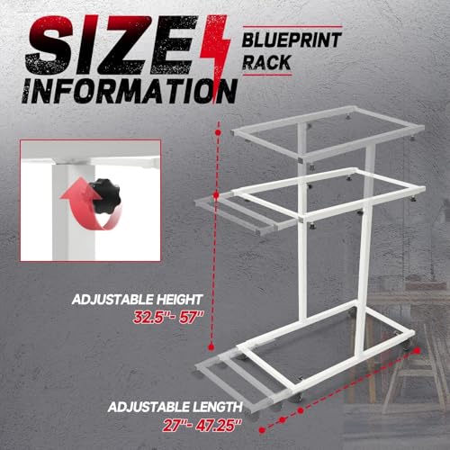 Mobile Blueprint Holder Rack Stand for for 30"/36"/42" Clamps - size: White