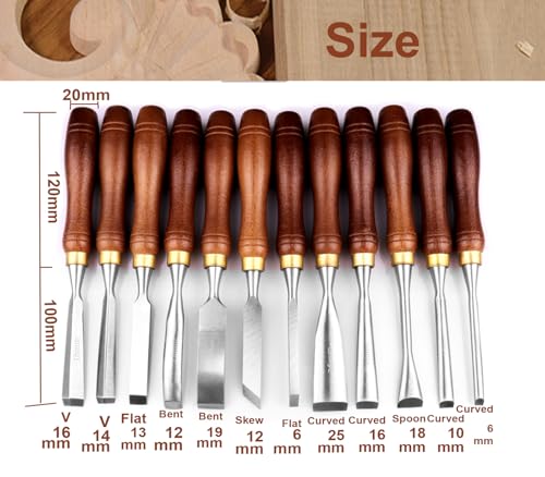 12Pcs Wood Carving Chisel Set - CR-V 60 Steel Wood Carving Tools