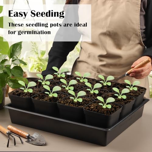 RooTrimmer Seed Starter Tray, 5 Packs Plant Tray, Durable Plastic Growing Trays, Stackable Seedling Starter Trays Perfect for Indoor, Outdoor, Greenhouses, 16.5" L x 13.2" W x 2.8" H - Black - size: 16.5" x 13.2" x 2.8" Trays - 5P