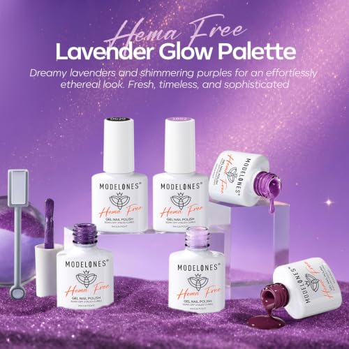 modelones Purple Gel Nail Polish Set, Hema-Free 6 Colors Lavender Mauve - color: A A A2 Purple Violet Letter