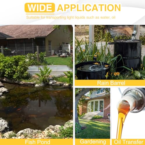 TOPWAY Self Priming Water Drill Pump Attachment with Suction and Discharge Hose, Mini Hand Power Drill Pump for Water, Oil Transfer, etc - style: Yellow with Filter