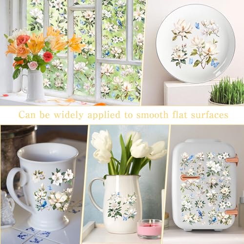 12 Pcs White Magnolia Rub-On Transfers for Furniture & Crafts - color: White Magnolia