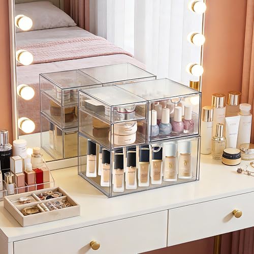 Prsildan Acrylic Drawer Makeup Organizer with 4 Drawers - size: 4 Drawers