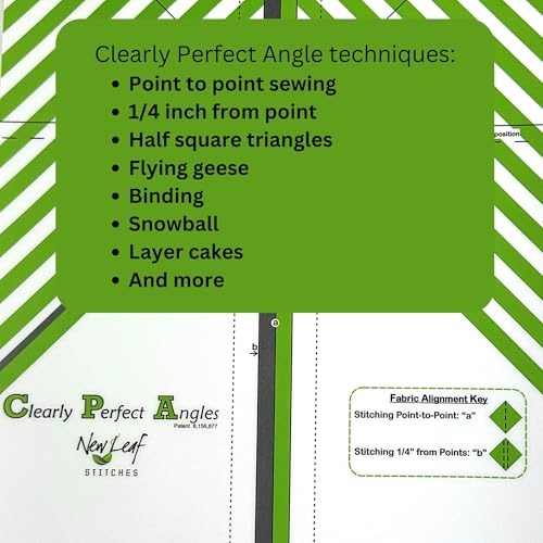 Clearly Perfect Angles Template by New Leaf Stitches – Color Coded Fabric Alignment Guide for Sewing 45 Degree Angles