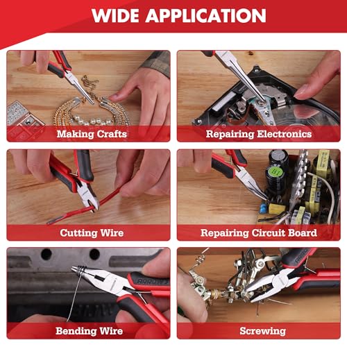 ARROW Mini Pliers Set, 6PC Precision Jewelry Craft Pliers Kit