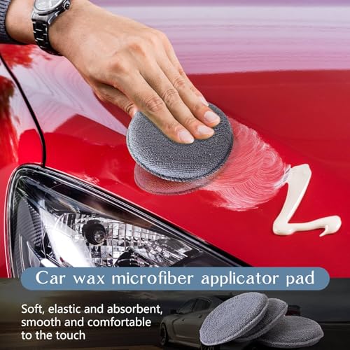 Tanlade 50 Pcs Microfiber Wax Applicator Pads 5 Inch, Grey - color: Gray
