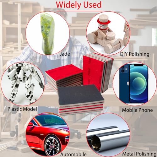 20 PCS 3 x 4 Inch 3000 Grit Sanding Sponge - Ultra Fine Hook-and-Loop Backing Sanding Sponges Pads - Soft Foam Sand Block Wet Dry Sandpaper for Model Plastic Toy Drywall Metal Wood Furniture Polishing - style: 3000 Grit