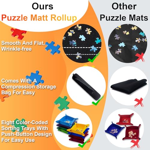 Roll Up Puzzle Mat 2000Pc Storage Bag,8 Trays Air Pump Portable Board Hold - size: 2000 Pieces