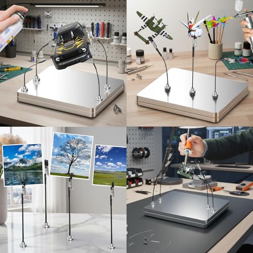 Metal Painting Stand Base Holder, 10 PCS Magnetic Bendable Alligator Clip - color: Silver, size: S