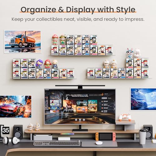 upsimples 15" x 4" Acrylic Shelves for Wall Storage and Organizer, 6 Pcs - size: 15x4"