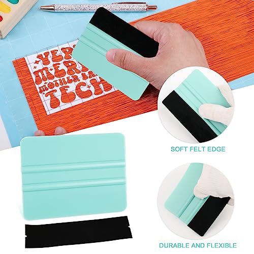 WRAPXPERT Vinyl Squeegee Tool,2 Pack Squeegees for Vinyls Pink and Teal,Felt Squeegee Vinyls Scraper Tool for Crafting Vinyl Application - color: Teal & Pink