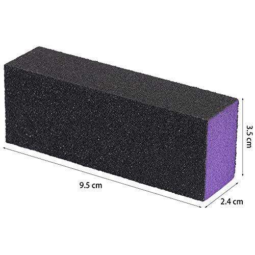 20 Pcs Nail Buffer Block Sponge Sanding Buffing File 80/120 Grit 3 Sides Nail Files for Manicure Nail Tools (Purple Black) - color: Purple