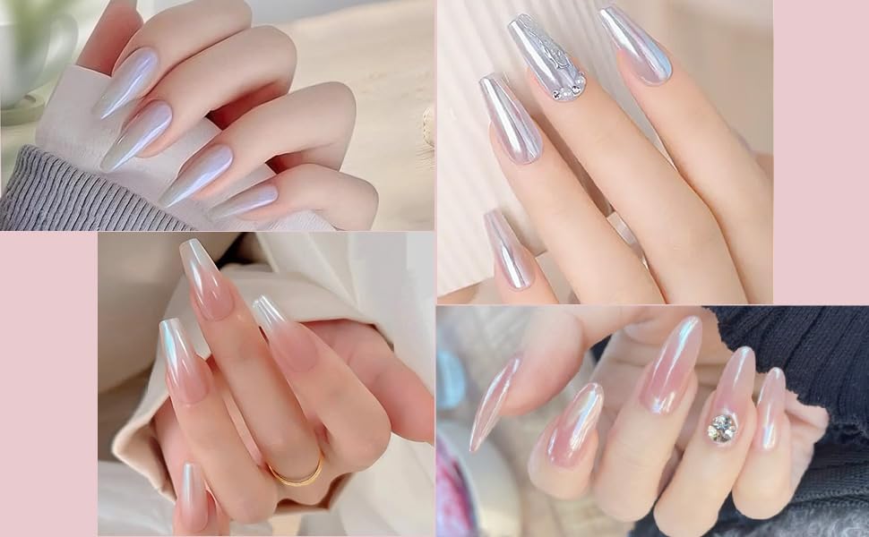 Artdone White Pearl Chrome Nail Powder,Iridescent Mermaid Pigment - color: White 1 Jar