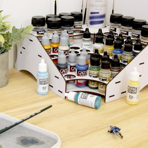 Paint Otganizer | Corner Model Paint Rack for Acrylic Paints & Brushes | Holds 28 (0.57 fl oz) + 16 Bottles (1.18 fl oz or 2.03) + 1 Bottle (6.76) & 26 Brushes | Acrylic Stand for Miniatures - style: Corner