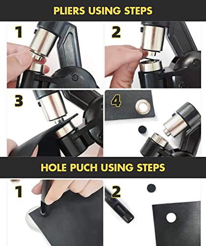 HAPDEN Grommet Tool Kit with Bag, 1/2 inch Handheld Eyelet Kit Manual Grommet Press Machine with 300 pcs 12 mm Grommets - size: 12mm Installation