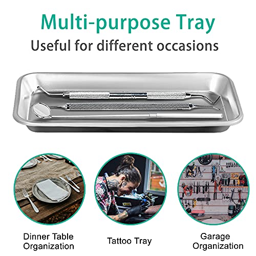 Yzurbu 6pcs Metal Tray, Stainless Steel Small Tray for Tattoo, Resin, Bathroom, Lab Instrument Supplies - size: 6pcs