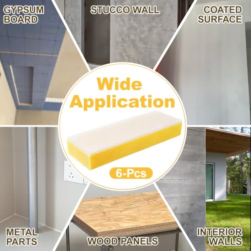 6Pcs Drywall Wet Sanding Sponge,9 '' Double Sided Drywall Finishing Sponge