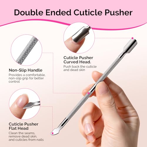 MelodySusie 20PCS Nail Polish Remover Clips Set with Cuticle Pusher - size: 21PCS