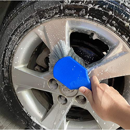Wheel & Tire Brush for Car Rim, Soft Bristle Car Wash Brush - color: Blue