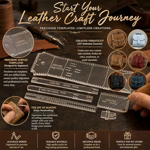 RIVEENY Acrylic Leather Craft Template, DIY Pattern Tool for Coin Purse - color: transparent