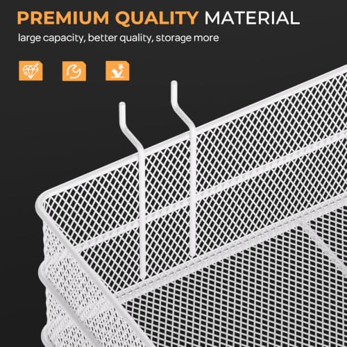 INCLY 4 Pack Upgrade Pegboard Baskets, 4 Sizes Square Metal Mesh Basket