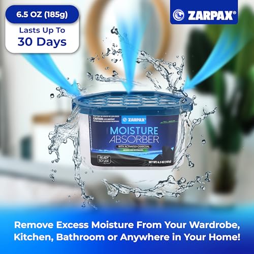 ZARPAX Moisture Absorber Activated Charcoal 6.5 oz - Set of 6 - size: 6.5 Ounce (Pack of 6), style: Activated Charcoal