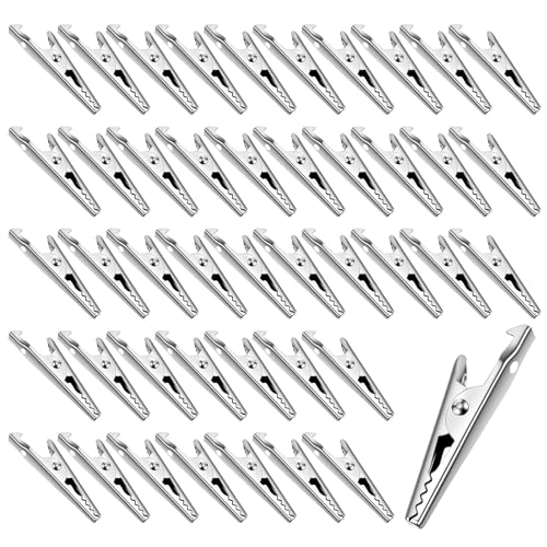 Hecila 50 Pcs Metal Alligator Clip Spring Clamps,Small Alligator Clips 35mm
