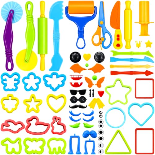 67 PCs Dough and Clay Play Tools Kit for Kids Ages 4-8 Educational Toys - size: Pack of 67