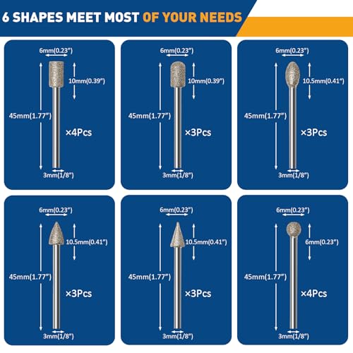 shengbenhao 20Pcs 120 Grit Diamond Grinding Bits Compatible with Dremel