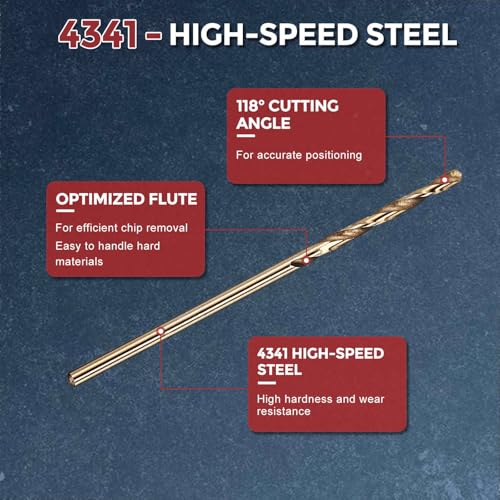 5pcs Micro Drill Bit #52 Diameter 1.613mm 4341 HSS for Soft Metal - size: #52