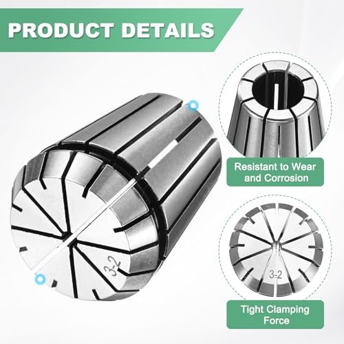 M METERXITY ER32 Spring Collet, 40Cr Steel Spring Collet Chuck 3mm Clamping Diameter for CNC Engraving Machine/Lathe Milling Tool [Silver,1.6x1.3"/ 40x33mm] - size: 3mm