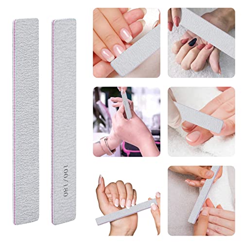 25 Pack 100/180 Grit Nail Files for Acrylic Nails, Rectangle Double Sides Emery Boards Fingernail Files Professional Nail Buffering Files - size: 25 Count(100/180 Girt)