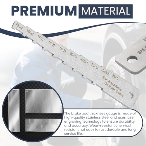 Zookpr Brake Pad Measuring Tool 32Nds Brake Pad Thickness Gauge Tool