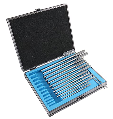 Accusize Industrial Tools Chucking Reamer Set, 0.1240" to 0.5010", 14 Pc - size: Over & Under Size 0.1240"-0.5010"