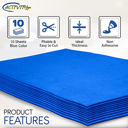 Blue EVA Foam Sheets, 9 x 12 Inch, 2mm Thick Handicraft Foam Paper for Arts and Crafts, by ACTIVITYya - 10 Sheets - color: BLUE