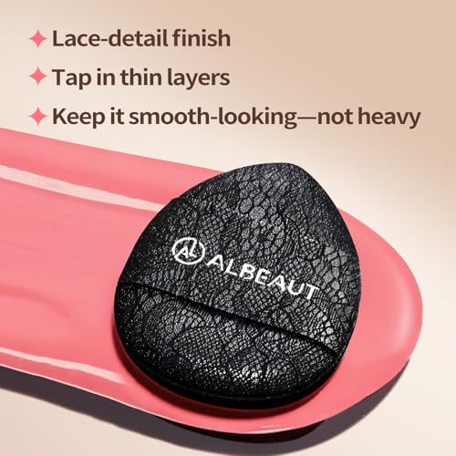 ALBEAUT Mini Cushion Puff, 4PCS Finger-Fit Teardrop Makeup Applicator