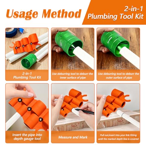 1/4'' - 1'' Depth Gauge and Pipe Deburring Reamer 1/4" to 1-5/8" Tool Kit